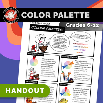 Preview of Color (Colour) Palettes - [Elements of Art] Handout