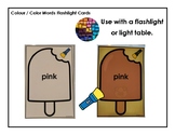 Color / Colour Words Flashlight or Light Table Cards