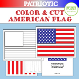 Color & Cut American Flag Craft Activity- Art, Social Stud