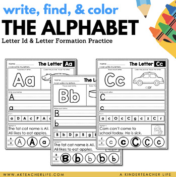 alphabet letters a to z back to school kindergarten worksheets tpt