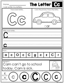 Alphabet Letters A To Z Back To School Kindergarten Worksheets Tpt