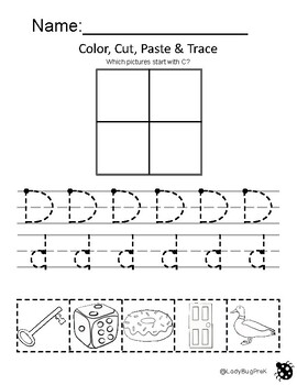 Color, Cut, Paste & Trace Alphabet Handwriting Worksheets by LadyBugPreK