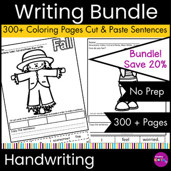 Preview of Occupational Therapy Writing Coloring Pages Cut & Paste Sentences Worksheets