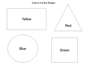 shape coloring cutting worksheet by jennifer riddle tpt