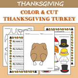 Color & Cut Thanksgiving Turkey Dress Up Craft Activity fo