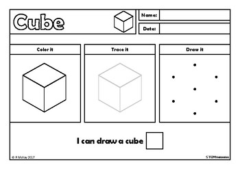 grade math 1 worksheets shapes 3d Shapes 3D Fine Motor Drawing Trace Color Draw Directed