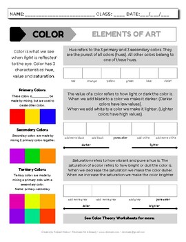 Color - Elements of Art by Riekreate | TPT