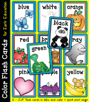 Preview of Color Flash Cards for Early Education - Digital or Printable