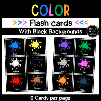 Preview of Color Flash Cards with Black Background