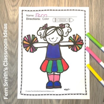 fall coloring pages football and cheerleading freebie  tpt