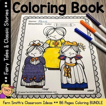 Preview of Fairy Tales and Classic Stories Coloring Pages and Craftivity Bundle