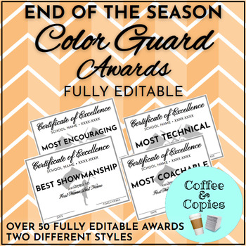Preview of Color Guard Award Certificates 50+ Fully Editable (All Genders) Google Slides