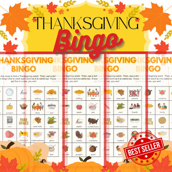 Preview of Color Illustrated Thanksgiving Bingo for Speech Kids Activity | Game Worksheets