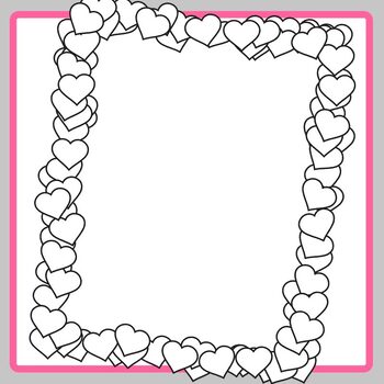 Color In Heart Borders for Valentine's Day Templates Clip Art Set