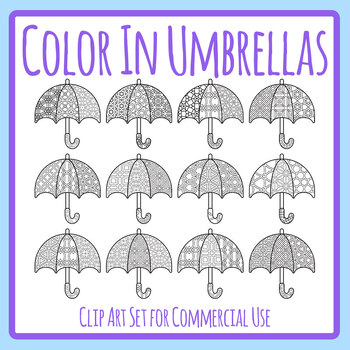 Color In Umbrellas - Rain Day / Weather Activity Clip Art by Hidesy's ...