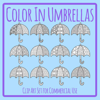 Color In Umbrellas - Rain Day / Weather Activity Clip Art by Hidesy's ...