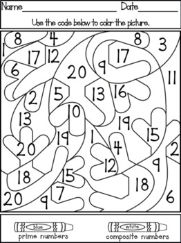 Color It! Color By Number Prime and Composite Numbers 1-20 ~ Math Centers
