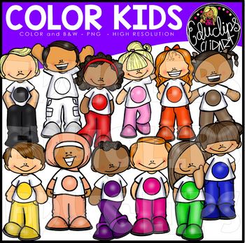 Preview of Color Kids Clip Art Set{Educlips Clipart}