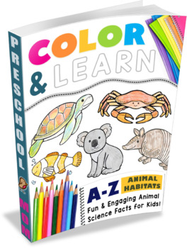Preview of Animal Habitats Color & Learn Fun Facts Bundle A-Z