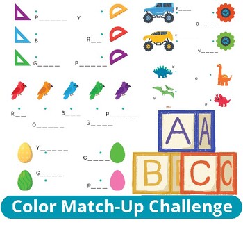 Preview of Color Match-Up Challenge: Kindergarten Worksheets for Object and Color Pairing