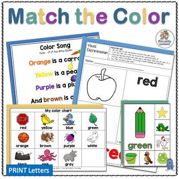Preview of Learning Color Matching Activities and Worksheets