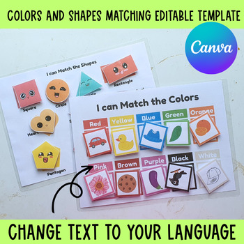 Preview of Color Matching Activity Editable Template , Preschool curriculum, busy book