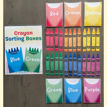 Color Matching Crayon Boxes. Color Sorting Activity by The Printed Learner