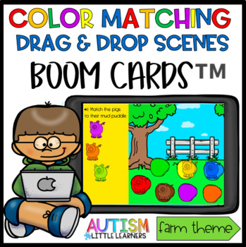 Preview of Farm Theme - Color Matching Drag & Drop Picture Scene Boom Cards™