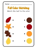 Color Matching: Fall Leaf Theme Simple Activity Printable 