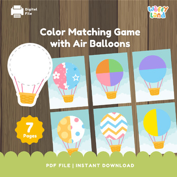 Preview of Color Matching Game With Air Balloons, Cute Kids Matching Game, Color Sorting, D