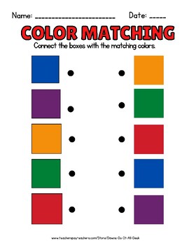 Color Matching Worksheets(4) ABA, DTI, Early Intervention, Preschool