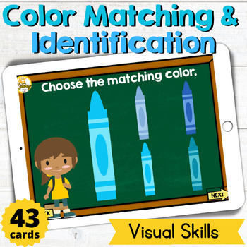 Preview of Color Matching and Identification Visual Skills Boom Cards