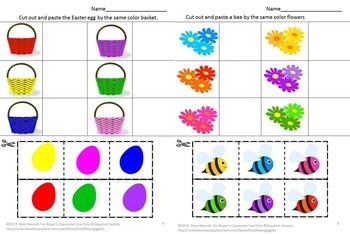 distance learning color matching cut paste kindergarten special ed