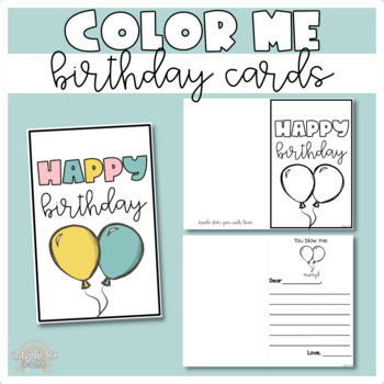 Color Me Birthday Cards by Candid By Cass | TPT