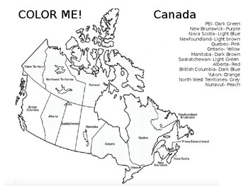 Preview of Color Me Canadian Provinces and Territories