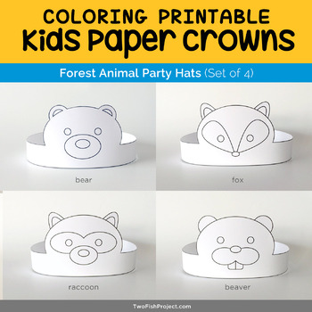 Preview of Color Me Forest Animal Paper Hats, Woodland Face Mask / Costume Crafts Activity