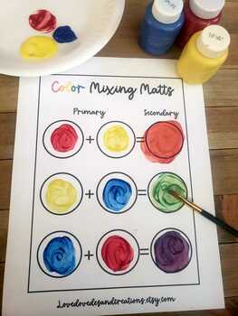 Color Mixing Mat, Primary Colors Activity for Preschool