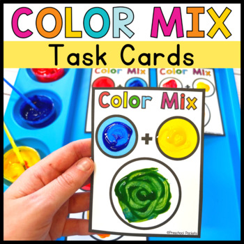 Preview of Color Mixing Preschool Task Cards