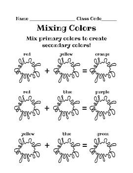 Color Mixing - Free Worksheet - SKOOLGO