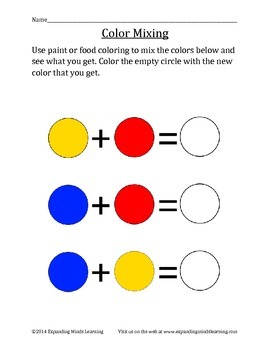 Preview of Color Mixing Worksheet - FREE