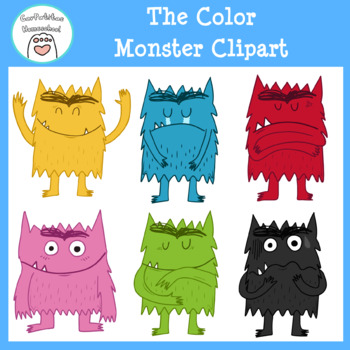 Preview of Color Monster Clipart (Based on book) | Clipart del Monstruo de Colores