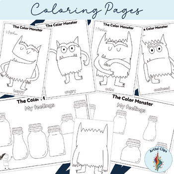 Color Monster Coloring Pages - No Prep Activity by Artful Clips | TPT