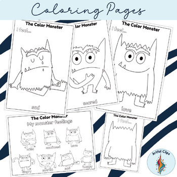 Color Monster Coloring Pages - No Prep Activity by Artful Clips | TPT
