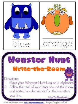 FREE Write the Room Monster Color Words Activity