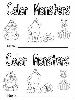 Preview of Color Monsters Emergent Reader- Preschool Kindergarten- Color Words and Rhyming