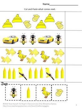 color recognition yellow distance learning pre k k special ed cut and paste