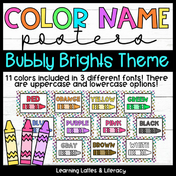 Preview of Color Name Posters Neon Brights Classroom Decor | Kindergarten Preschool Decor