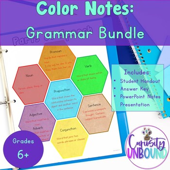 Preview of Color Notes No Prep Grammar Bundle
