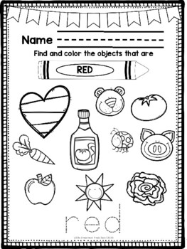 Color Object Coloring and Tracing Practice | TPT
