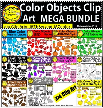 Preview of Color Objects Clip Art Mega Bundle English & Spanish DISCOUNTED THIS WEEK!!!